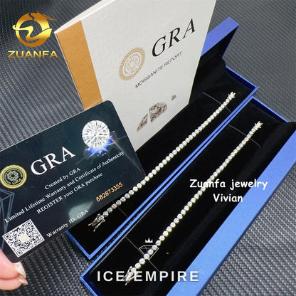Iced Out 925 Silver Moissanite Tennis Chain