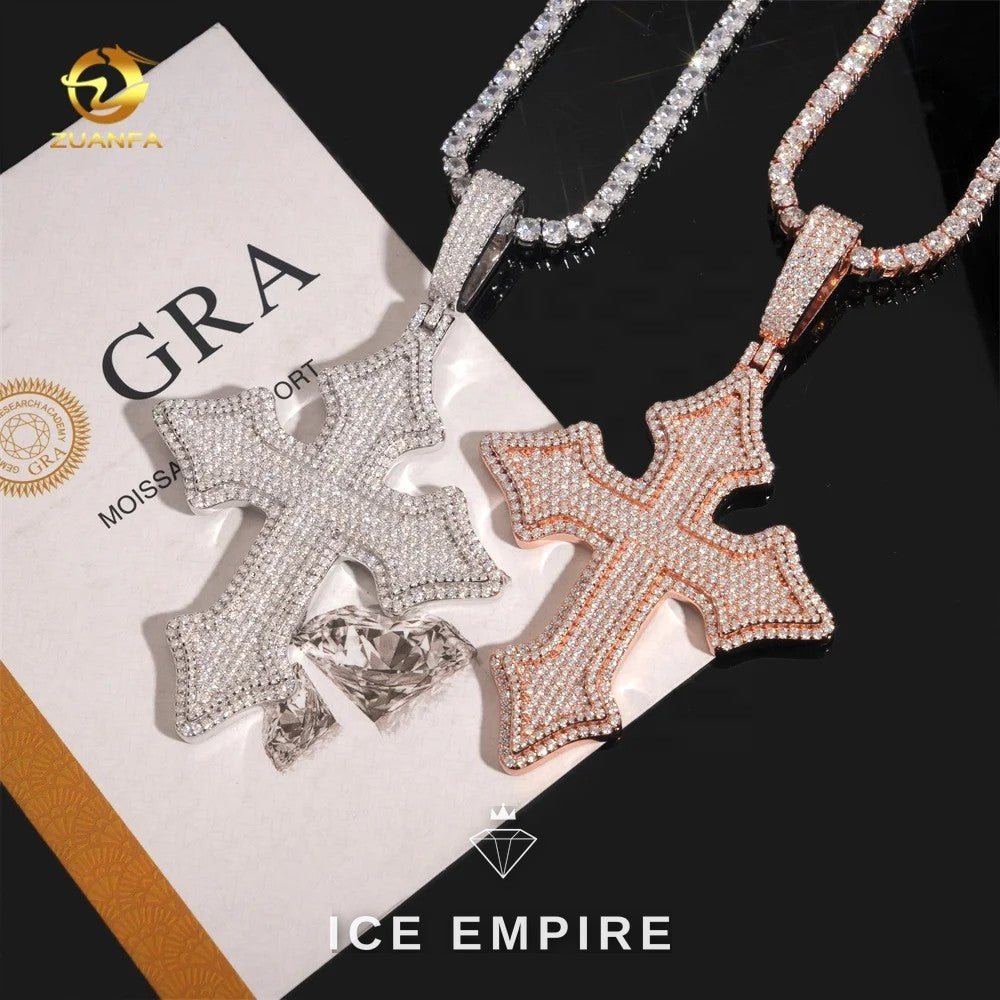 Iced Out Cross Rose Gold Pendant