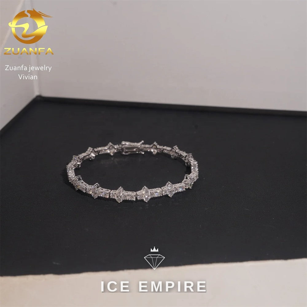 Iced Out 925 Silver Moissanite Tennis Chain