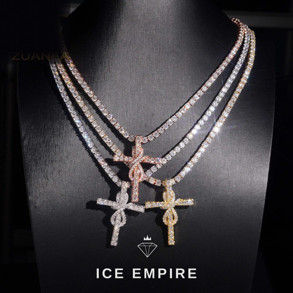 Iced Out Cross 925 Silver Pendant
