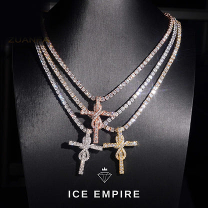 Iced Out Cross 925 Silver Pendant