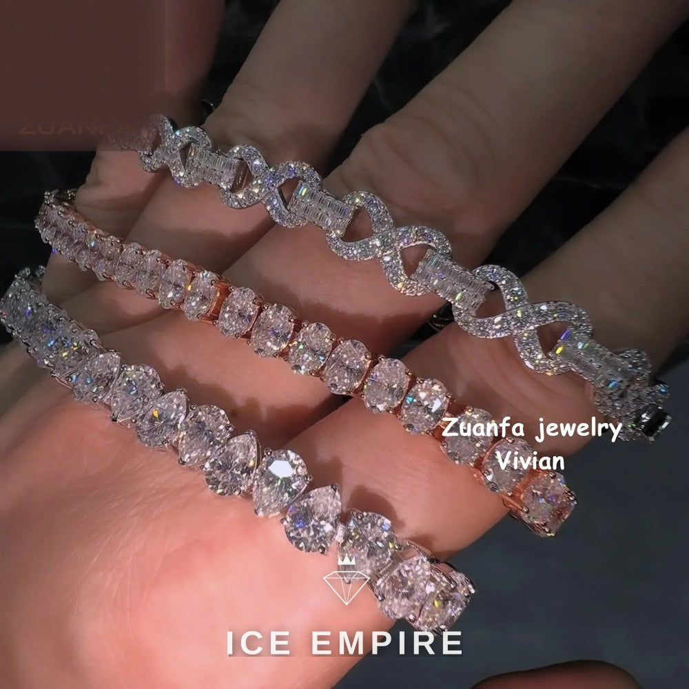 Iced Out Rose Gold Plated Moissanite Tennis Chain