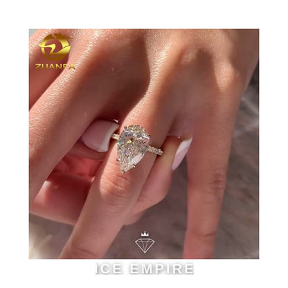 Iced Out 10K Gold Moissanite Engagement Ring