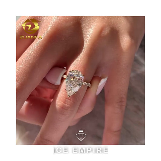 Iced Out 10K Gold Moissanite Engagement Ring