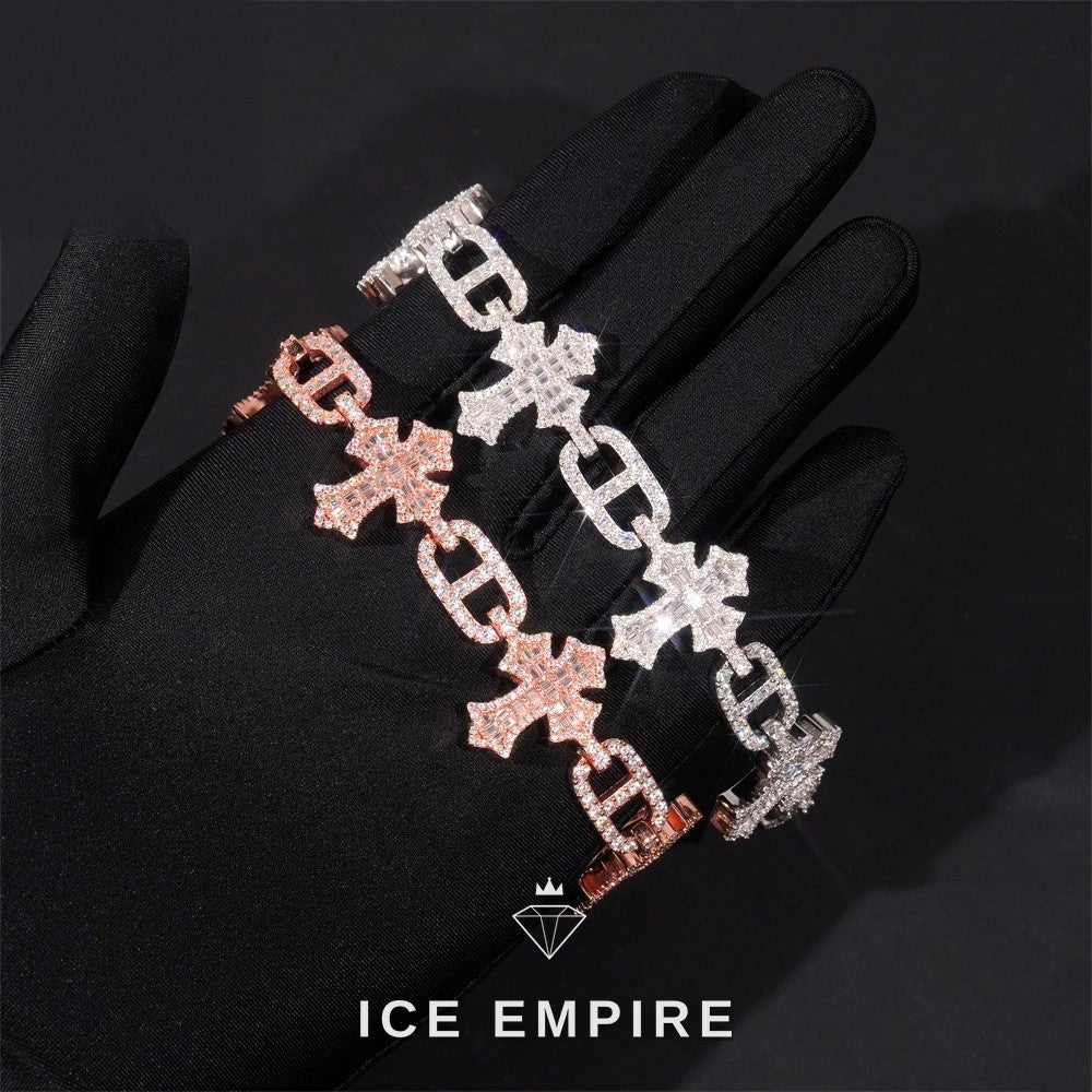 Iced Out Cross 925 Silver Moissanite Cuban Chain