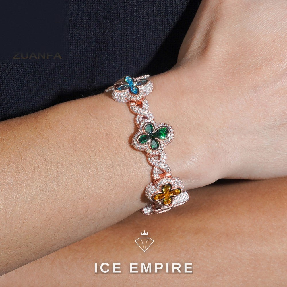 Iced Out Rose Gold Plated Moissanite Cuban Chain