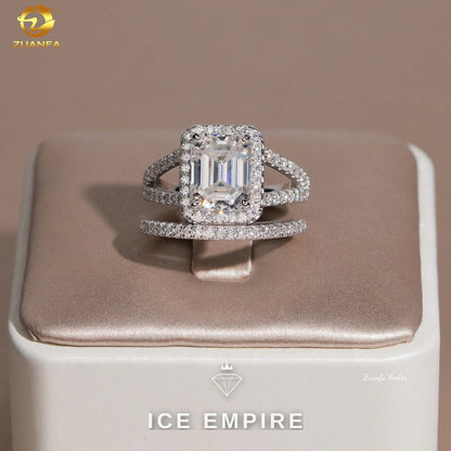 Iced Out 925 Silver Moissanite Wedding Band