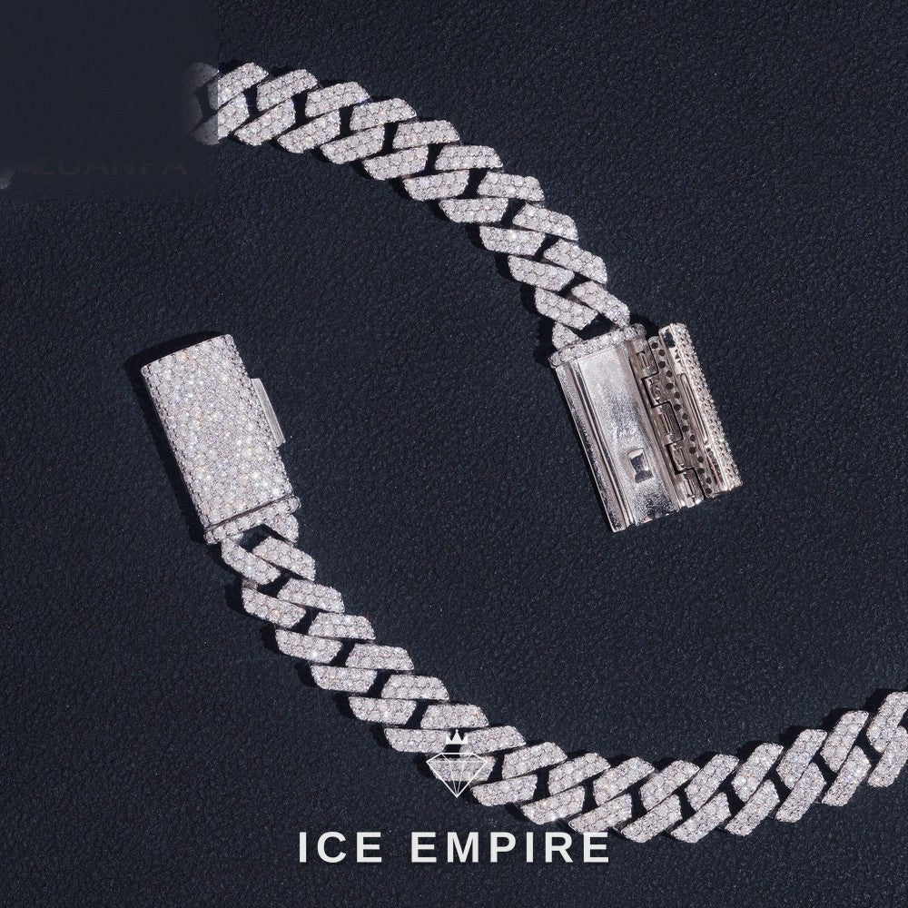 Iced Out 925 Silver Moissanite Cuban Chain