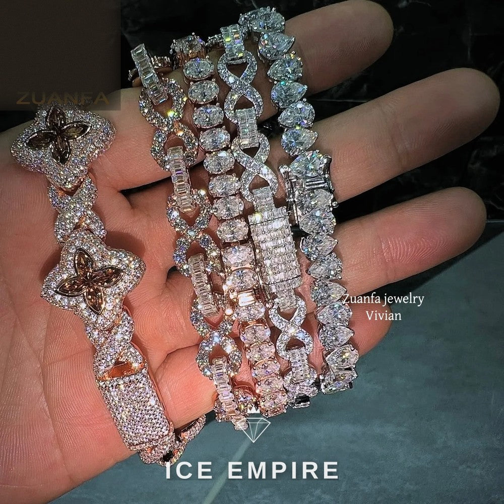 Iced Out 925 Silver Moissanite Tennis Chain