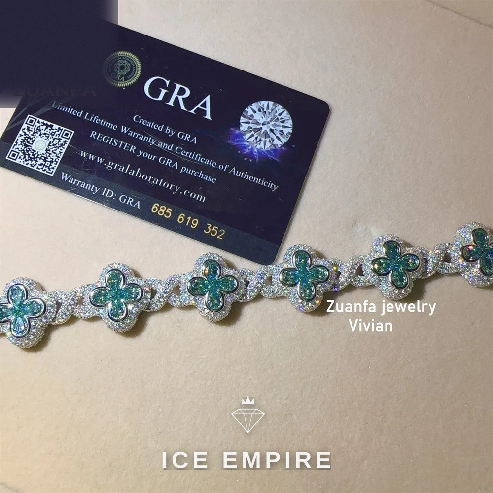 Iced Out 925 Silver Moissanite Cuban Chain