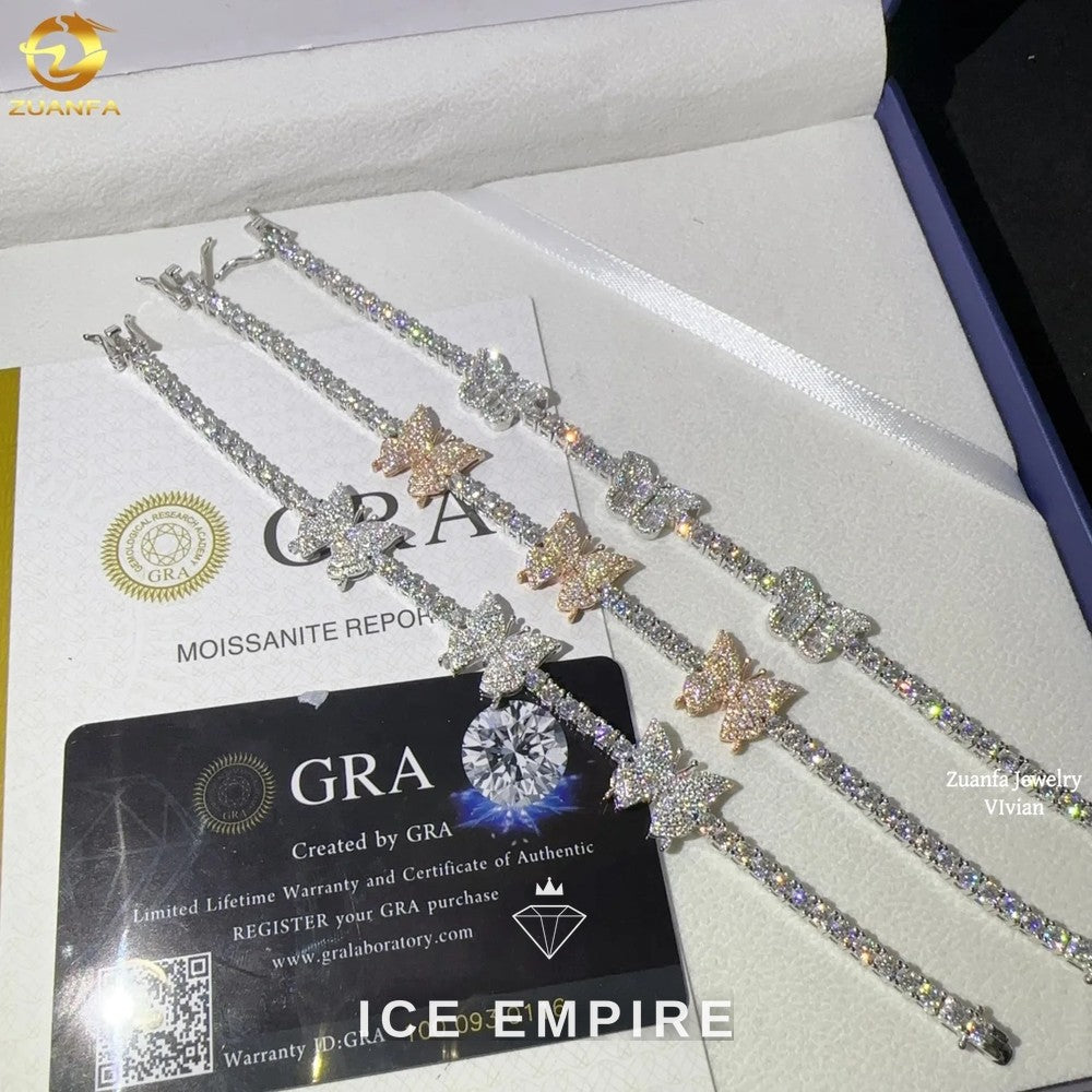 Iced Out 925 Silver Moissanite Tennis Chain