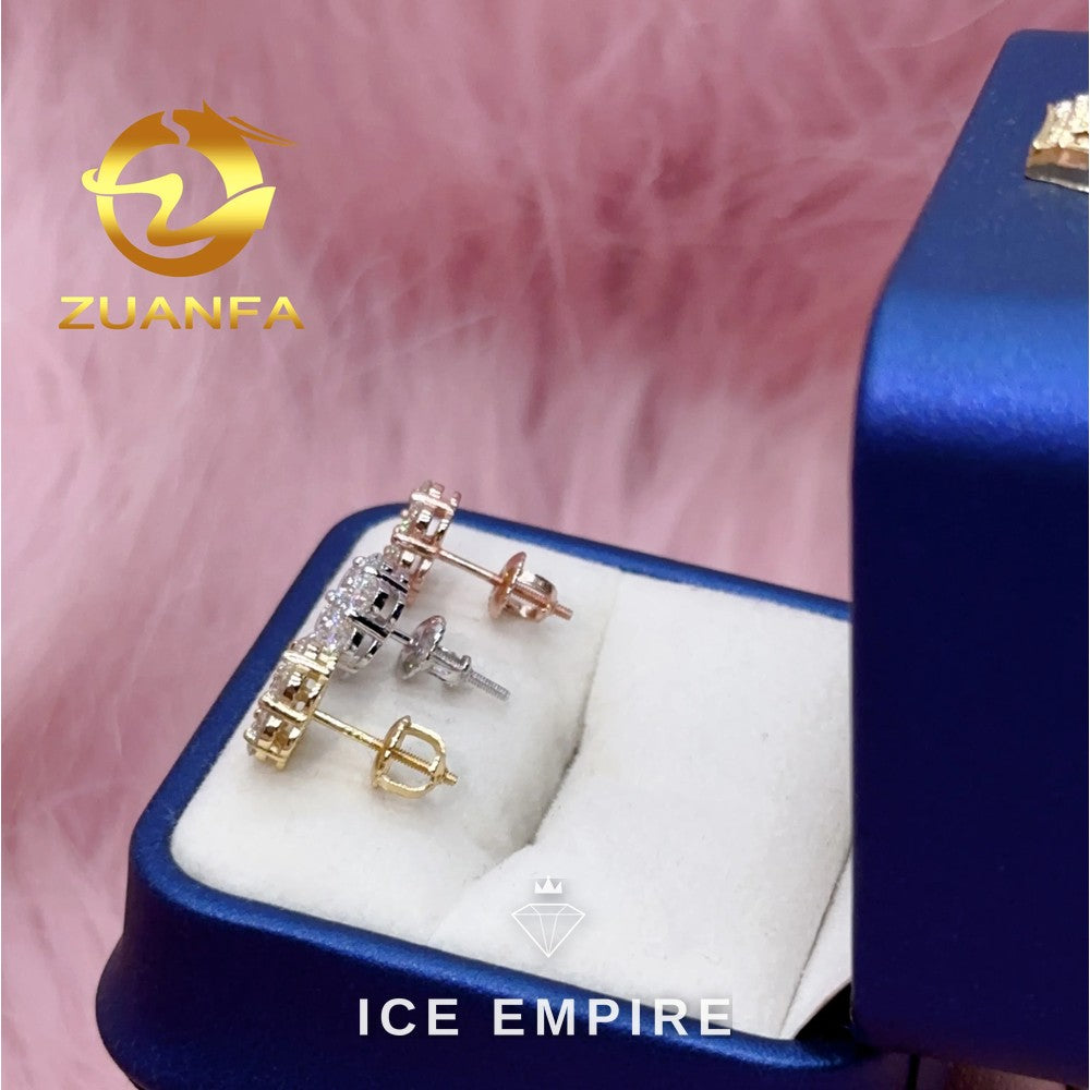 Iced Out Cluster 925 Silver Moissanite Stud Earrings