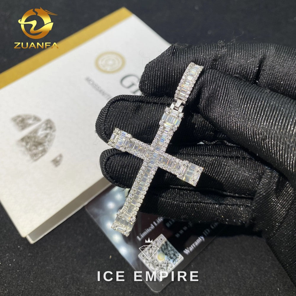 Iced Out Baguette Rose Gold Plated Moissanite Pendant