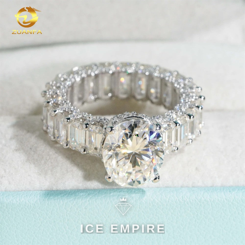 Iced Out 925 Silver Moissanite Ring