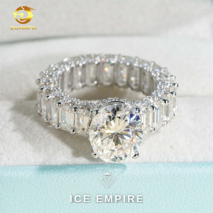 Iced Out 925 Silver Moissanite Ring