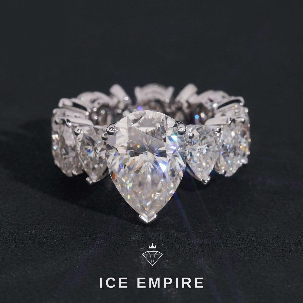 Iced Out 10K Gold Moissanite Ring