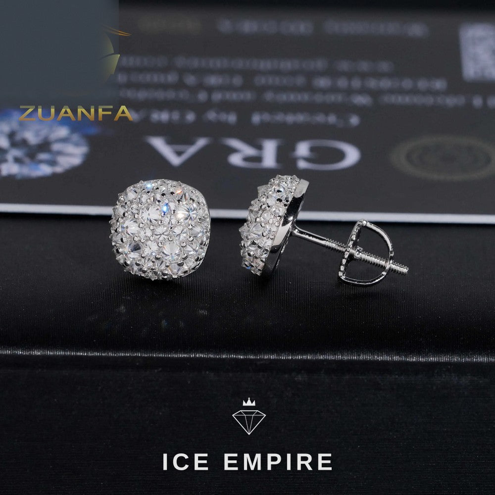 Iced Out 925 Silver Moissanite Stud Earrings