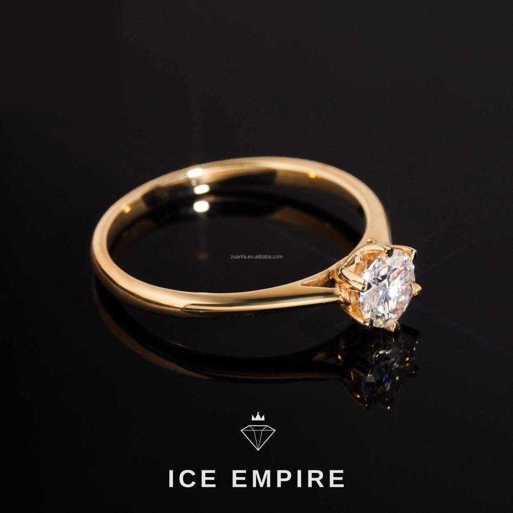 Iced Out 14K Gold Moissanite Engagement Ring