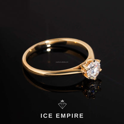 Iced Out 14K Gold Moissanite Engagement Ring