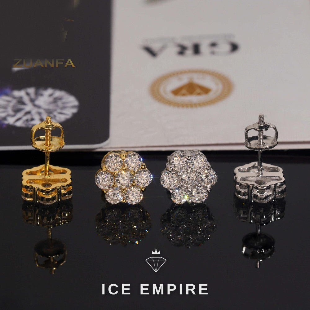 Iced Out Rose Gold Plated Moissanite Stud Earrings