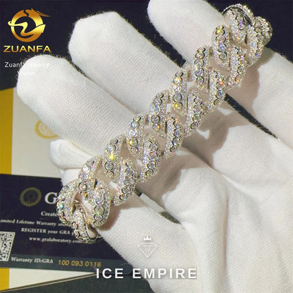 Iced Out 925 Silver Moissanite Cuban Chain
