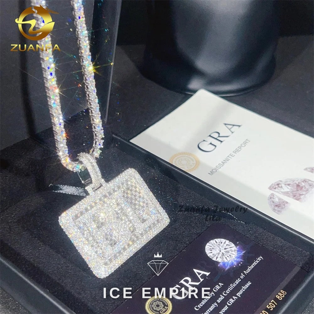 Iced Out Baguette 925 Silver Pendant
