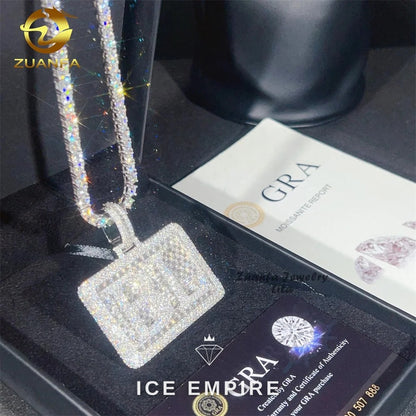 Iced Out Baguette 925 Silver Pendant