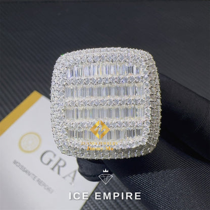 Iced Out Baguette 925 Silver Moissanite Ring