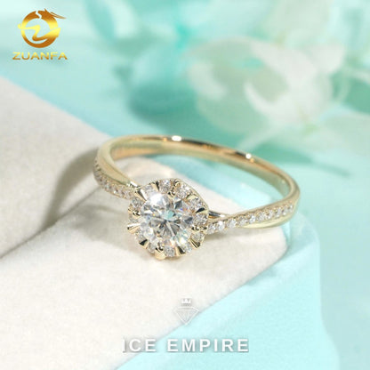 Iced Out Gold Plated Moissanite Engagement Ring