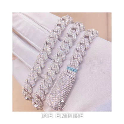 Iced Out 925 Silver Moissanite Cuban Chain