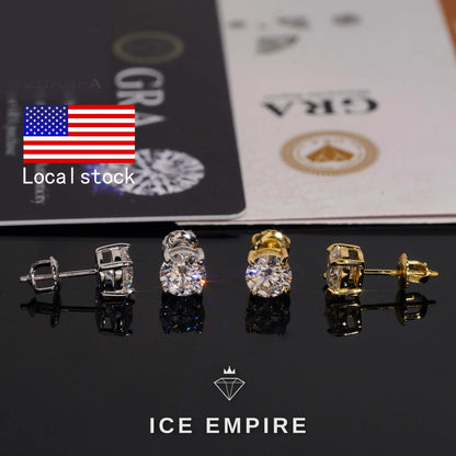 Iced Out 925 Silver Moissanite Stud Earrings
