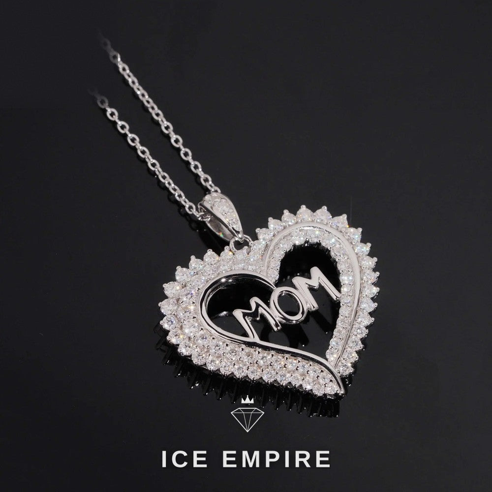 Iced Out Heart 925 Silver Lab Grown Diamond Pendant