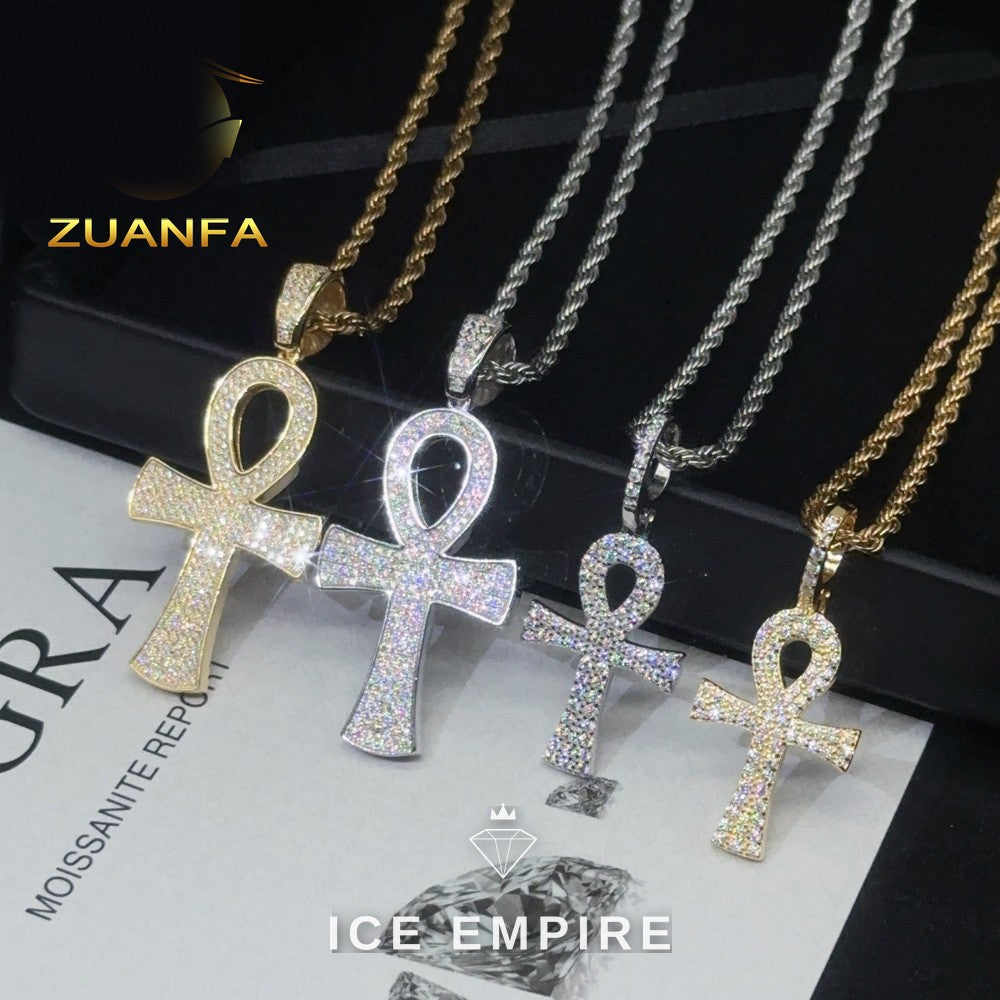 Iced Out Cross Rose Gold Plated Pendant