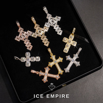 Iced Out Cross 925 Silver Pendant
