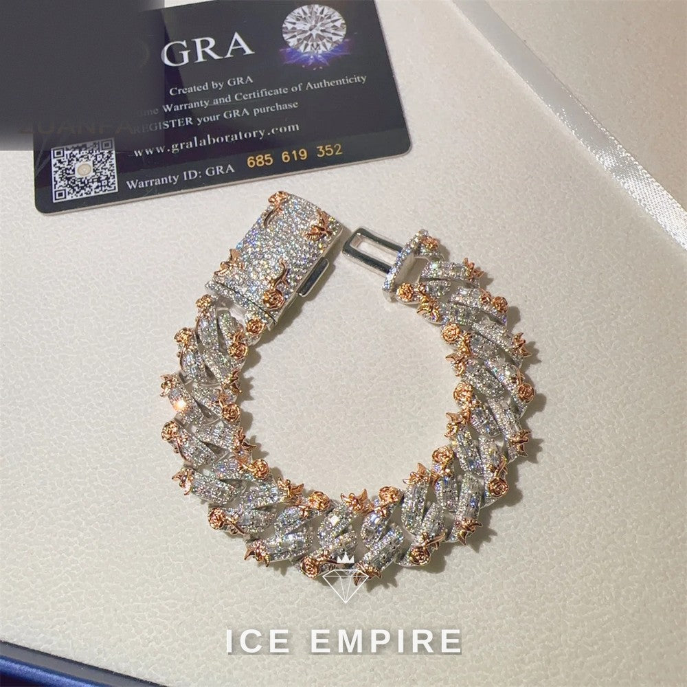 Iced Out 925 Silver Moissanite Cuban Chain
