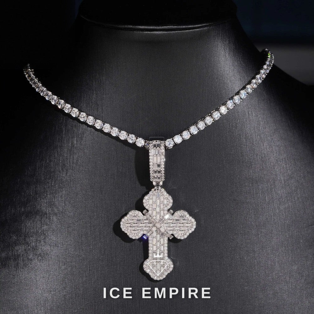 Iced Out Baguette Gold Plated Lab Grown Diamond Pendant