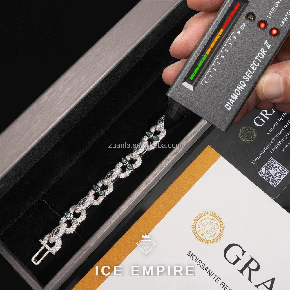 Iced Out 925 Silver Moissanite Cuban Chain