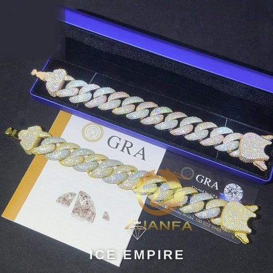 Iced Out 925 Silver Moissanite Cuban Chain