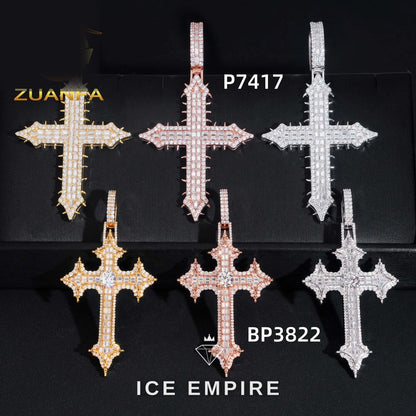 Iced Out Cross 925 Silver Pendant