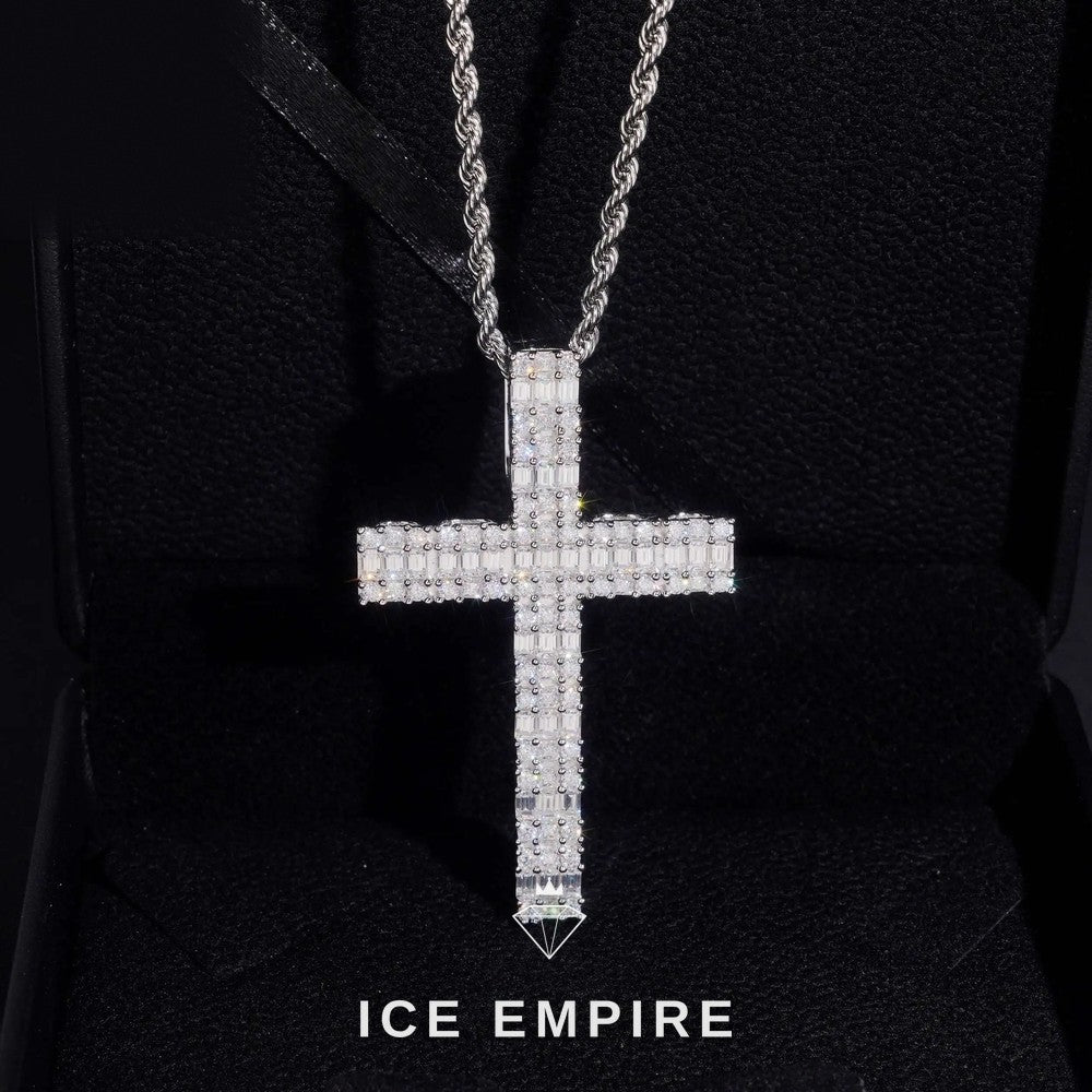 Iced Out Baguette 925 Silver Moissanite Pendant