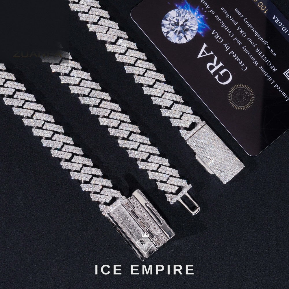 Iced Out 925 Silver Moissanite Cuban Chain
