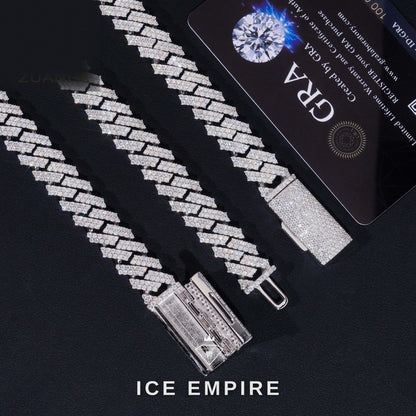 Iced Out 925 Silver Moissanite Cuban Chain