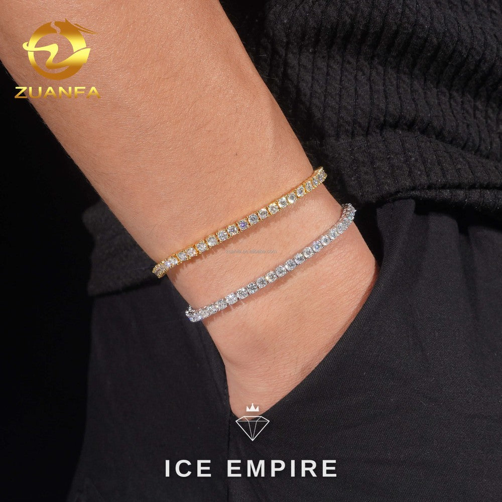 Iced Out Cluster Gold Plated Moissanite Tennis Chain