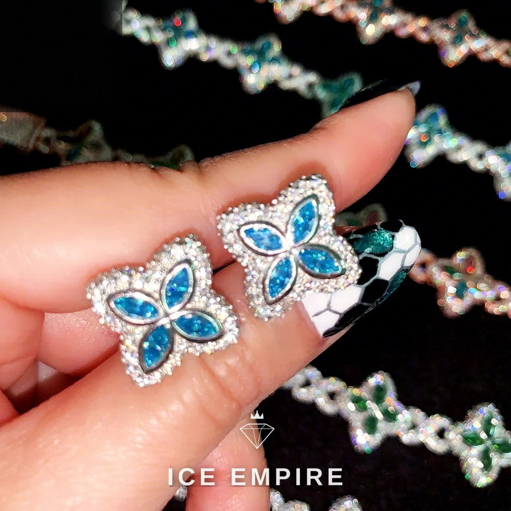 Iced Out 925 Silver Moissanite Stud Earrings