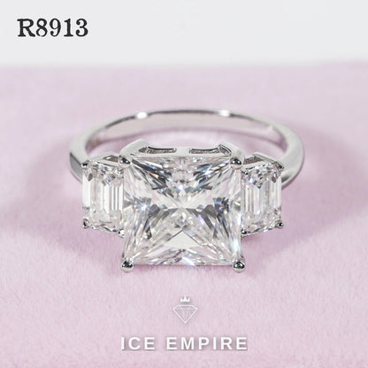 Iced Out 925 Silver Moissanite Engagement Ring