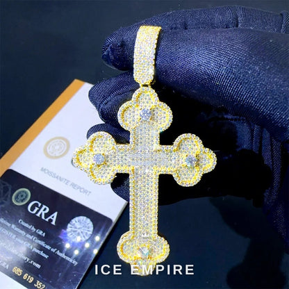 Iced Out Cross 925 Silver Moissanite Pendant