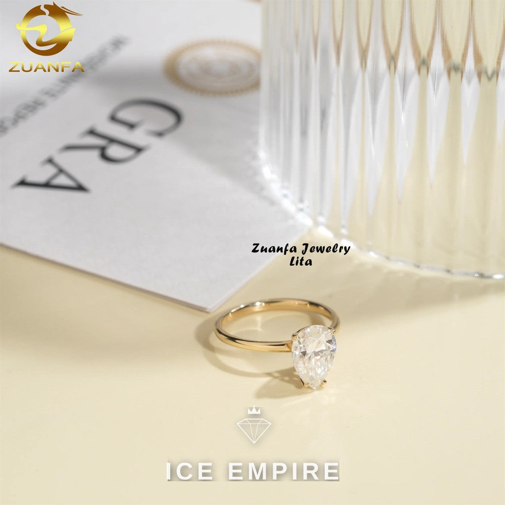 Iced Out 14K Gold Moissanite Wedding Band