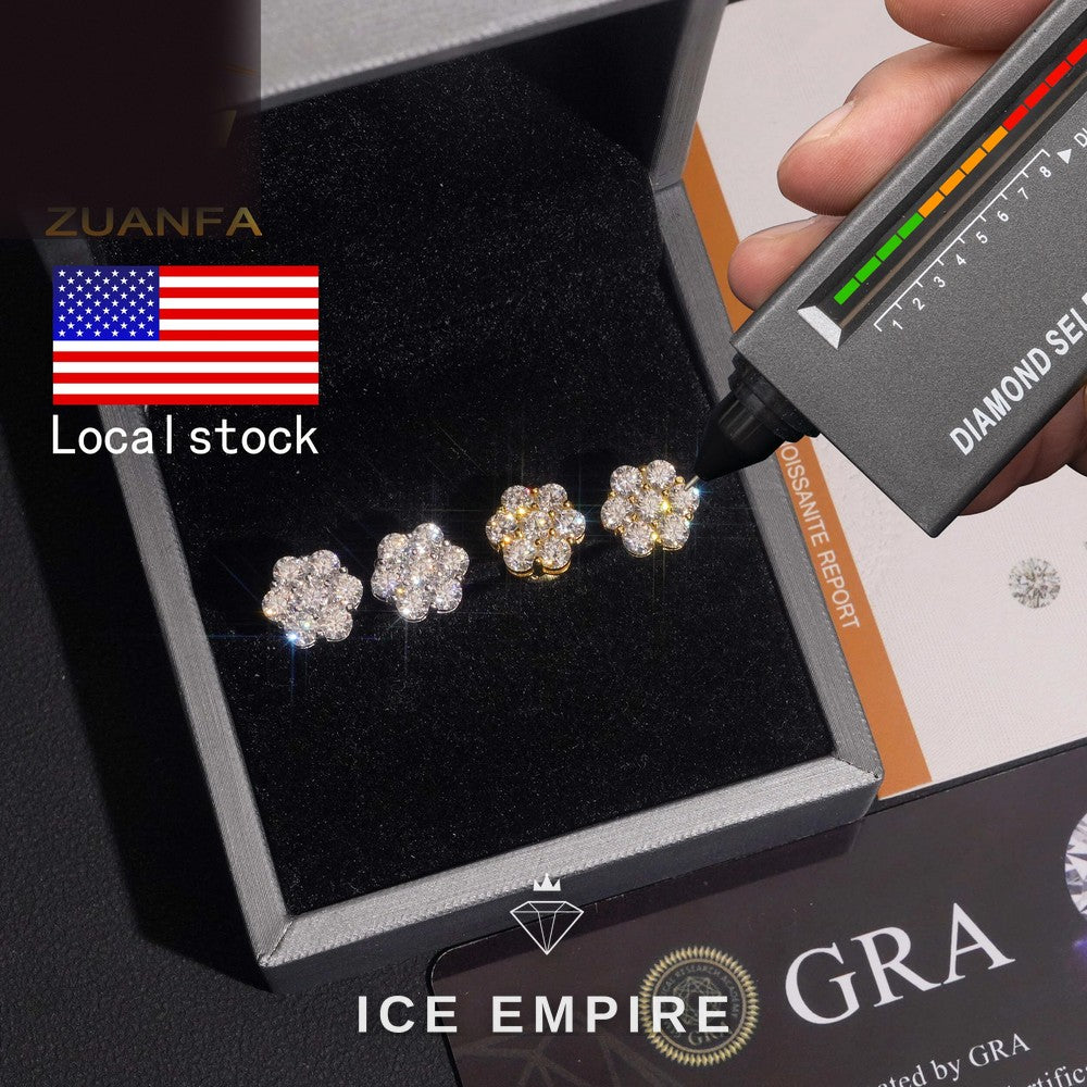 Iced Out Rose Gold Plated Moissanite Stud Earrings