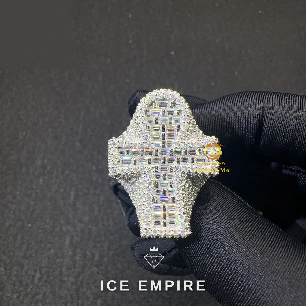 Iced Out Baguette 925 Silver Moissanite Ring