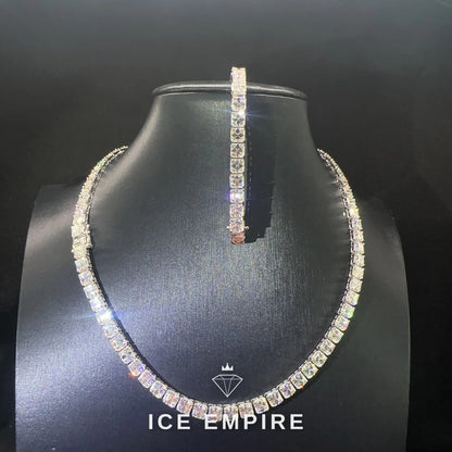 Iced Out Cluster 925 Silver Moissanite Cuban Chain